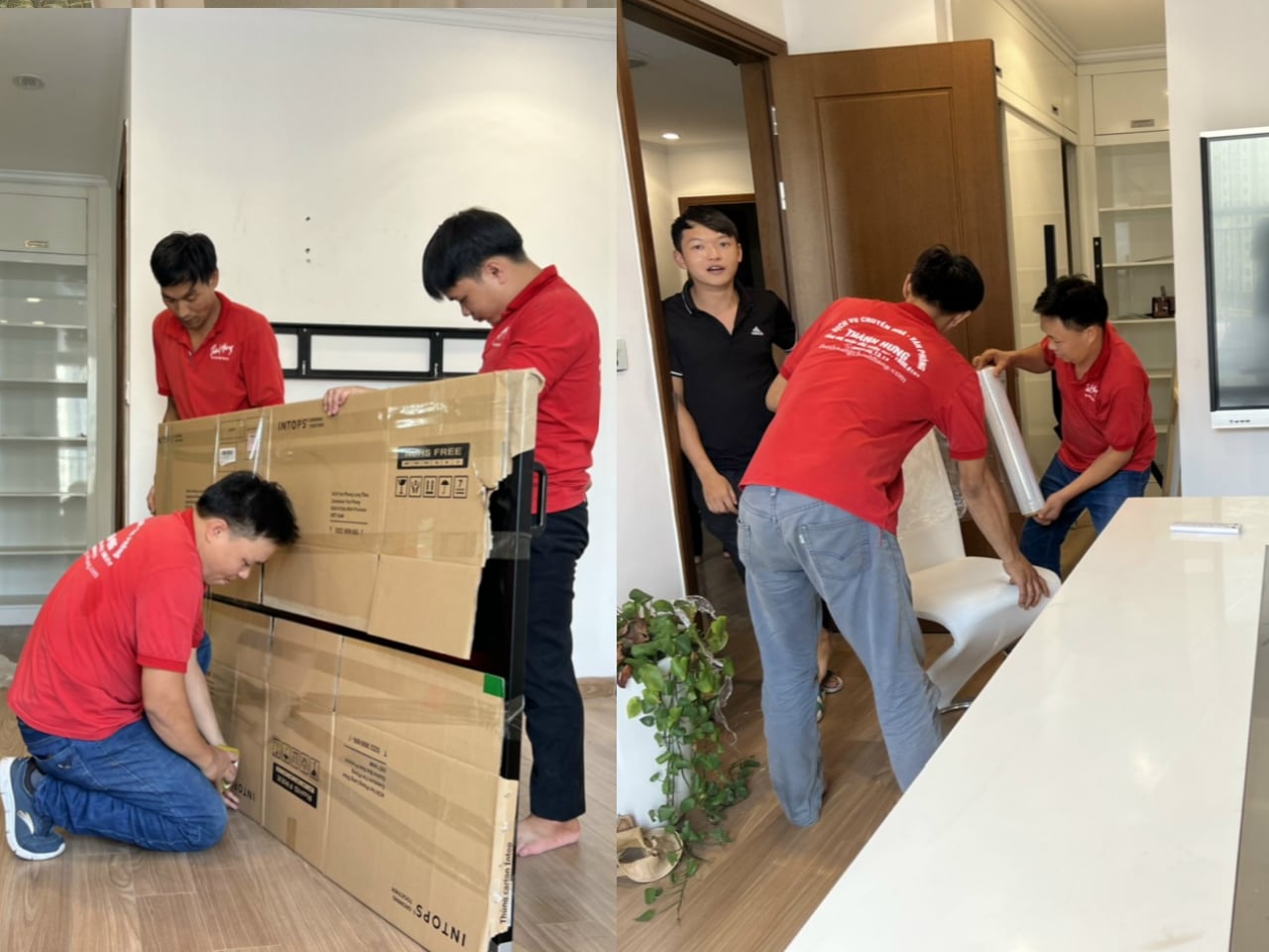 Nhân viên Thành Hưng đóng gói đồ đạc chuyên nghiệp